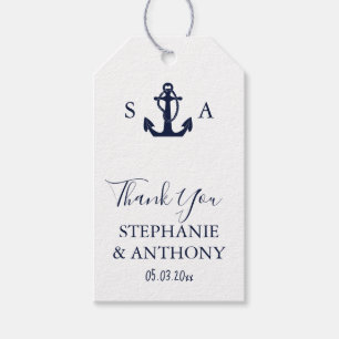 Mongram Nautical Navy Blue Anchor Hochzeit Geschenkanhänger