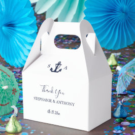 Mongram Nautical Navy Blue Anchor Hochzeit Geschenkschachtel