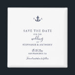 Mongram Nautical Navy Blue Anchor Hochzeit Magnet<br><div class="desc">Machen Sie Ihren großen Tag unvergesslich mit dieser Monogram Navy Blue Anchor Speichern Sie das Date Magnet. Mit einem minimalistisch-weißen Hintergrund, marineblau-blauem Text und einem zeitlosen Ankermonogramm mit den Initialen des Paares verbindet dieser Magnet sauberen Küstenstil mit alltäglicher Funktionalität. Dieser Magnet ist perfekt für Hochzeiten am Strand, Feiern am Ziel...</div>
