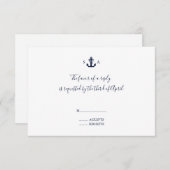 Mongram Nautical Navy Blue Anchor Hochzeit RSVP Karte (Vorne/Hinten)