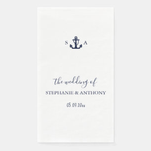 Mongram Nautical Navy Blue Anchor Hochzeit Serviette