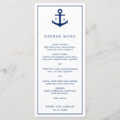 Mongram Navy Blue Anchor Nautical Wedding Menükarte (Vorderseite)