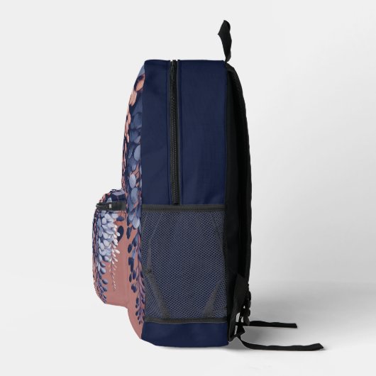 Mongram Navy Rose Wisteria Elegance Bedruckter Rucksack (Rechts)