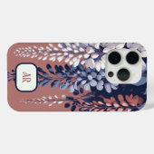 Mongram Navy Rose Wisteria Elegance Case-Mate iPhone Hülle (Rückseite (Horizontal))