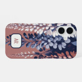 Mongram Navy Rose Wisteria Elegance iPhone 16 Hülle (Rückseite (Horizontal))