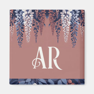 Mongram Navy Rose Wisteria Elegance Magnet