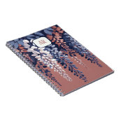 Mongram Navy Rose Wisteria Elegance Notizblock (Rechte Seite)