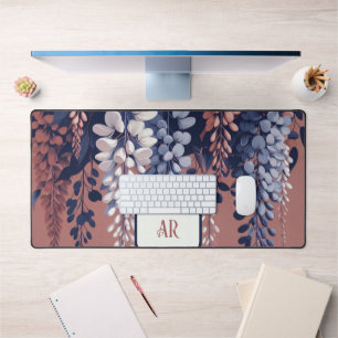 Mongram Navy Rose Wisteria Elegance Schreibtischunterlage