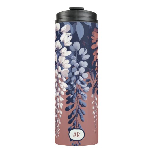 Mongram Navy Rose Wisteria Elegance Thermosbecher (Vorderseite)