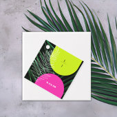 Mongram Neon Arches Palm Leaf Tropical Wedding Geschenkanhänger