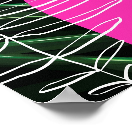 Mongram Neon Arches Tropical Palm Leaf Wedding Poster (Ecke)