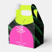 Mongram Neon Arches Tropical Palm Tree Wedding Geschenkschachtel (Rückseite)