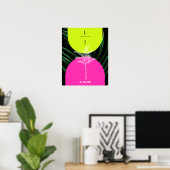 Mongram Neon Arches Tropical Palm Tree Wedding Poster (Heimbüro)
