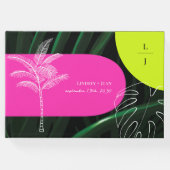 Mongram Neon Arches Tropical Wedding Guest Book Gästebuch (Vorderseite)