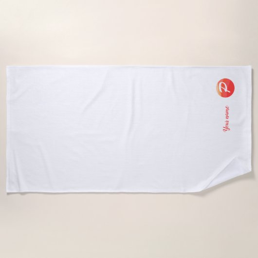 Mongram, orange, p, Strandtuch (Vorderseite)