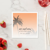 Mongram Orange Tropical Palm Tree Beach Hochzeit Serviette (Beispiel)