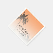 Mongram Orange Tropical Palm Tree Beach Hochzeit Serviette (Ecke)