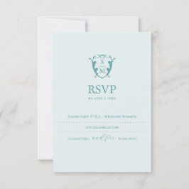 Mongram Pale Blue RSVP Card Hochzeitswebsite Karte