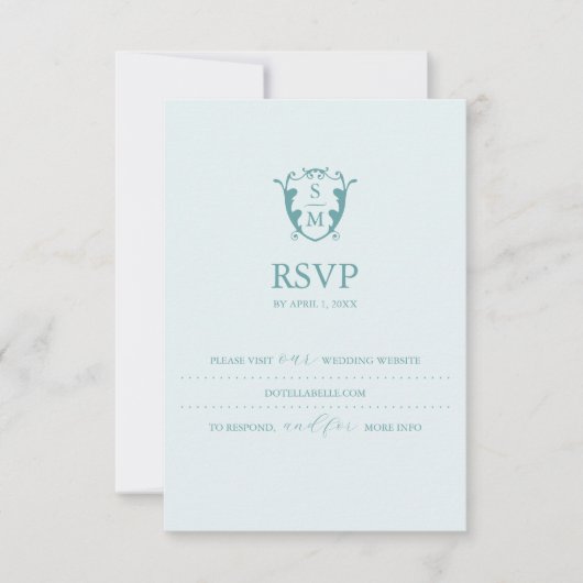 Mongram Pale Blue RSVP Card Hochzeitswebsite Karte (Vorderseite)