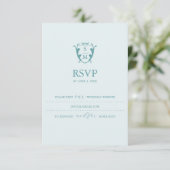 Mongram Pale Blue RSVP Card Hochzeitswebsite Karte (Stehend Vorderseite)