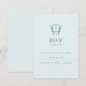 Mongram Pale Blue RSVP Card Hochzeitswebsite Karte (Vorne/Hinten)