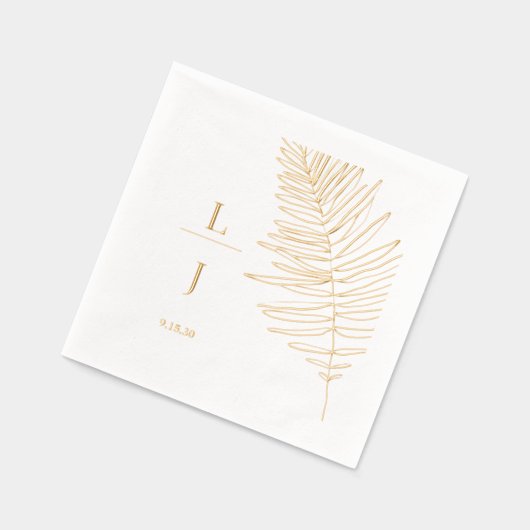 Mongram Palm Leaf Wedding Servietten Mit Folie (Links)