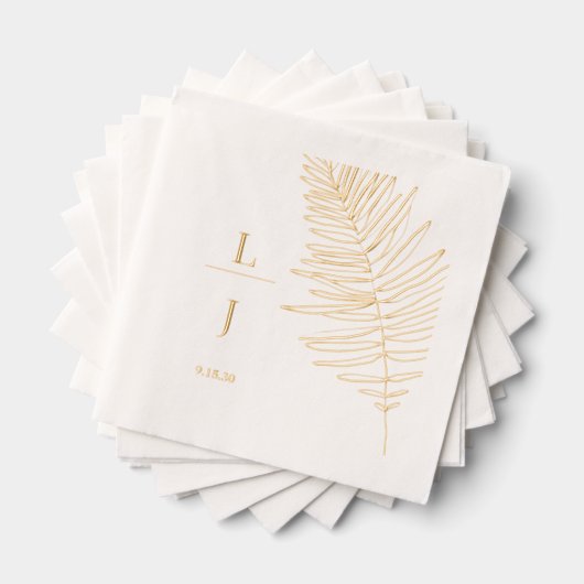 Mongram Palm Leaf Wedding Servietten Mit Folie (Insitu (Gestapelt))