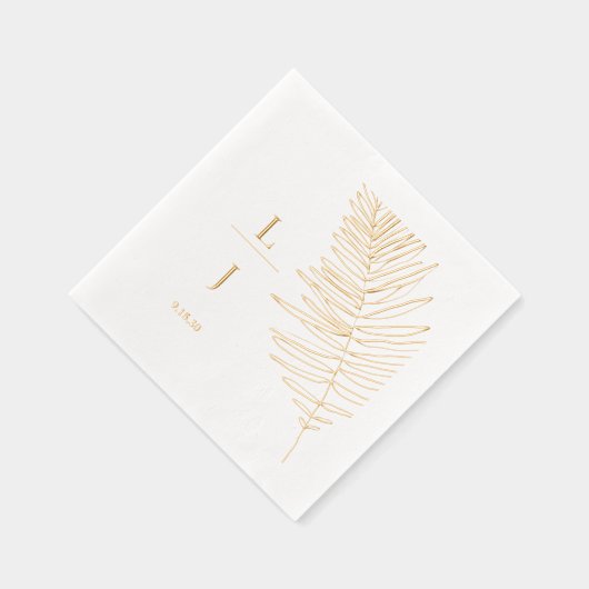 Mongram Palm Leaf Wedding Servietten Mit Folie (Rechts)
