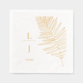Mongram Palm Leaf Wedding Servietten Mit Folie (Vorderseite)