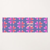 Mongram Periwinkle Retro Blume Muster Yogamatte (Vorderseite (Horizontal))