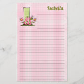 Mongram, Pink Inch Worm Letter I Lined Stationery Briefpapier (Vorderseite)