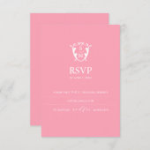 Mongram Pink RSVP Card Hochzeitswebsite (Vorne/Hinten)