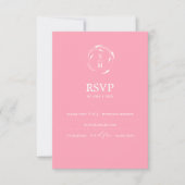 Mongram Pink RSVP Card Hochzeitswebsite (Vorderseite)