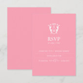 Mongram Pink RSVP Card Hochzeitswebsite Karte (Vorne/Hinten)