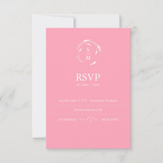Mongram Pink RSVP Card Hochzeitswebsite Karte (Vorderseite)