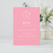 Mongram Pink RSVP Card Hochzeitswebsite Karte (Stehend Vorderseite)