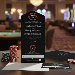 Mongram Poker Mongram Casino Hochzeit von Red Glit All In One Einladung