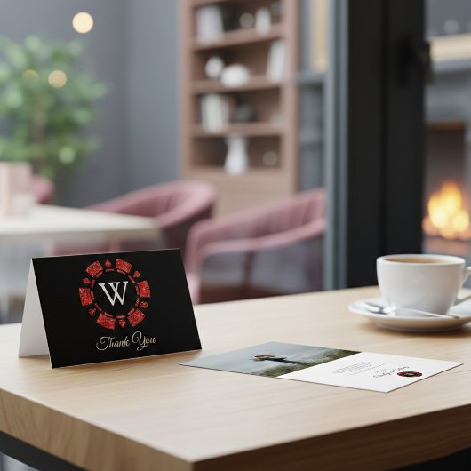 Mongram Poker Mongram Casino Hochzeit von Red Glit Dankeskarte