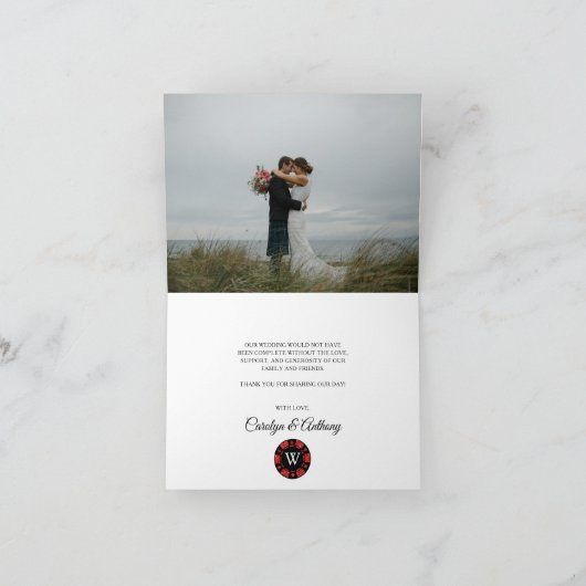 Mongram Poker Mongram Casino Hochzeit von Red Glit Dankeskarte (Innenseite)