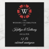 Mongram Poker Mongram Casino Hochzeit von Red Glit Weinetikett (Einzelnes Label)