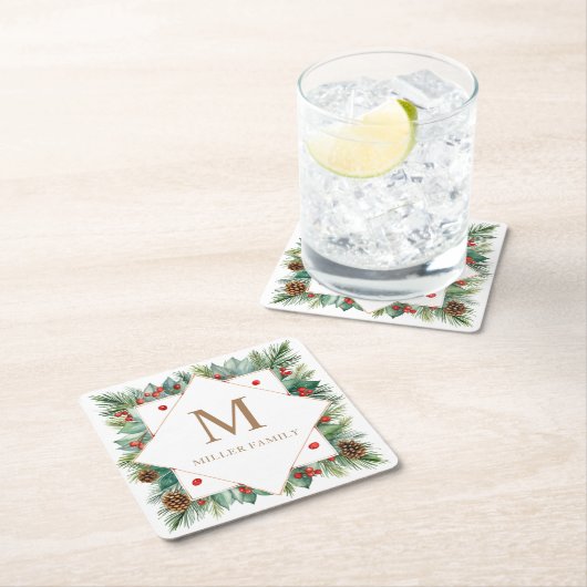 Mongram Rechteckiger Pappuntersetzer (Vor Ort)