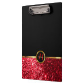 Mongram Red Glitzer Design Klemmbrett (Links)