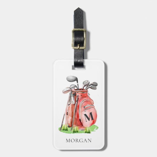 Mongram Red Golf Bag Gepäckanhänger (Vorderseite vertikal)