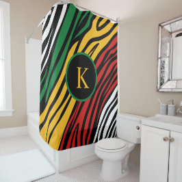 Mongram Red Green Yellow Black History Montag Duschvorhang
