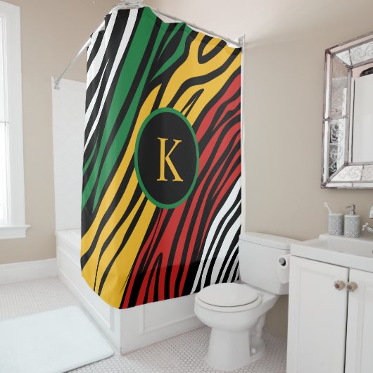 Mongram Red Green Yellow Black History Montag Duschvorhang (Beispiel)