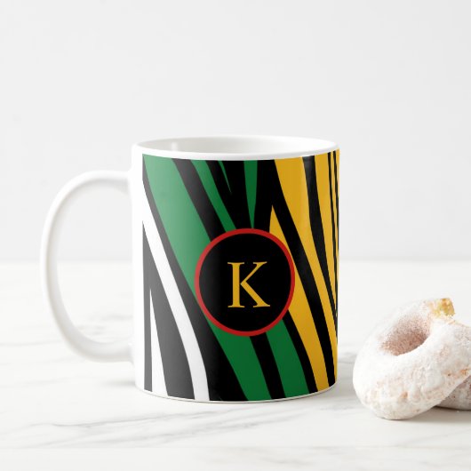 Mongram Red Green Yellow Black History Montag Kaffeetasse (Mit Donut)