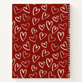 Mongram Red Heart Pattern Sketchbook Notizblock (Rückseite)