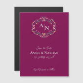 Mongram Red Intricate Floral Wedding Ankündigung (Vorne/Hinten)