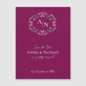 Mongram Red Intricate Floral Wedding Ankündigung (Vorderseite)