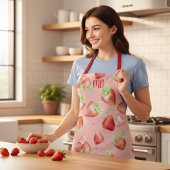 Mongram Red Strawberry Summer Fun Modern Girl Schürze